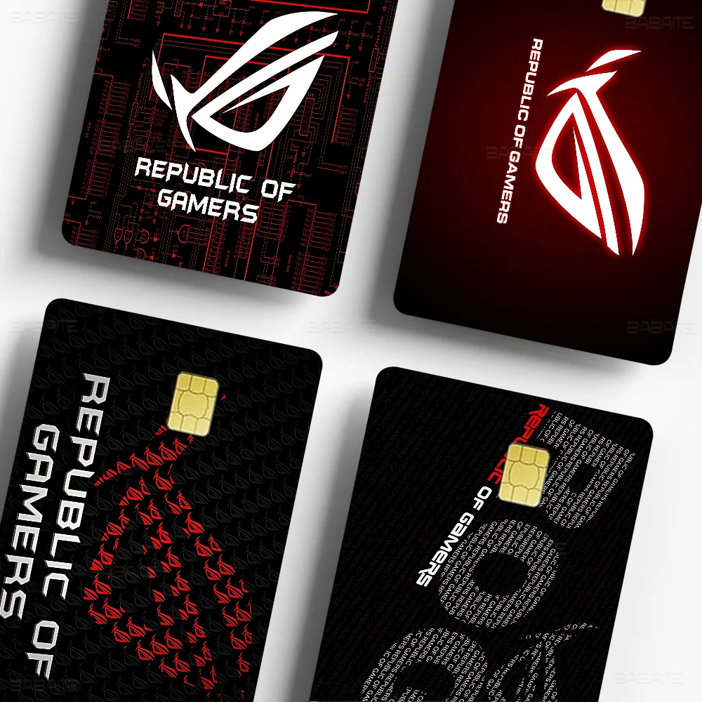 ASUS ROG Republic Of Gamers Logo Game 2024 Anime Cartoon Skin Stickers Film Tape Case For Big Credit Debit Card Front Side