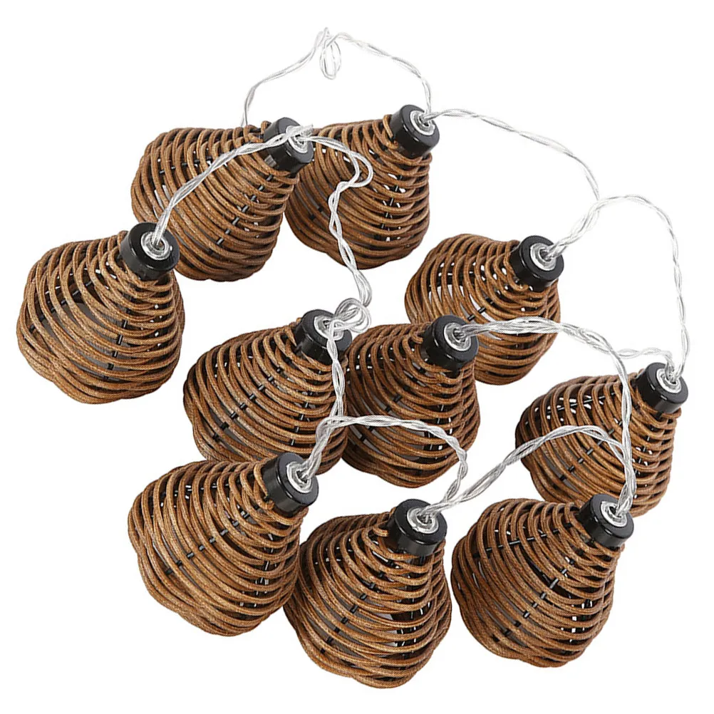 

Декоративная гирлянда из искусственного ротанга, 2,2 метра, 10 светодиодов, теплый свет, для спальни, патио, свадьбы, сада