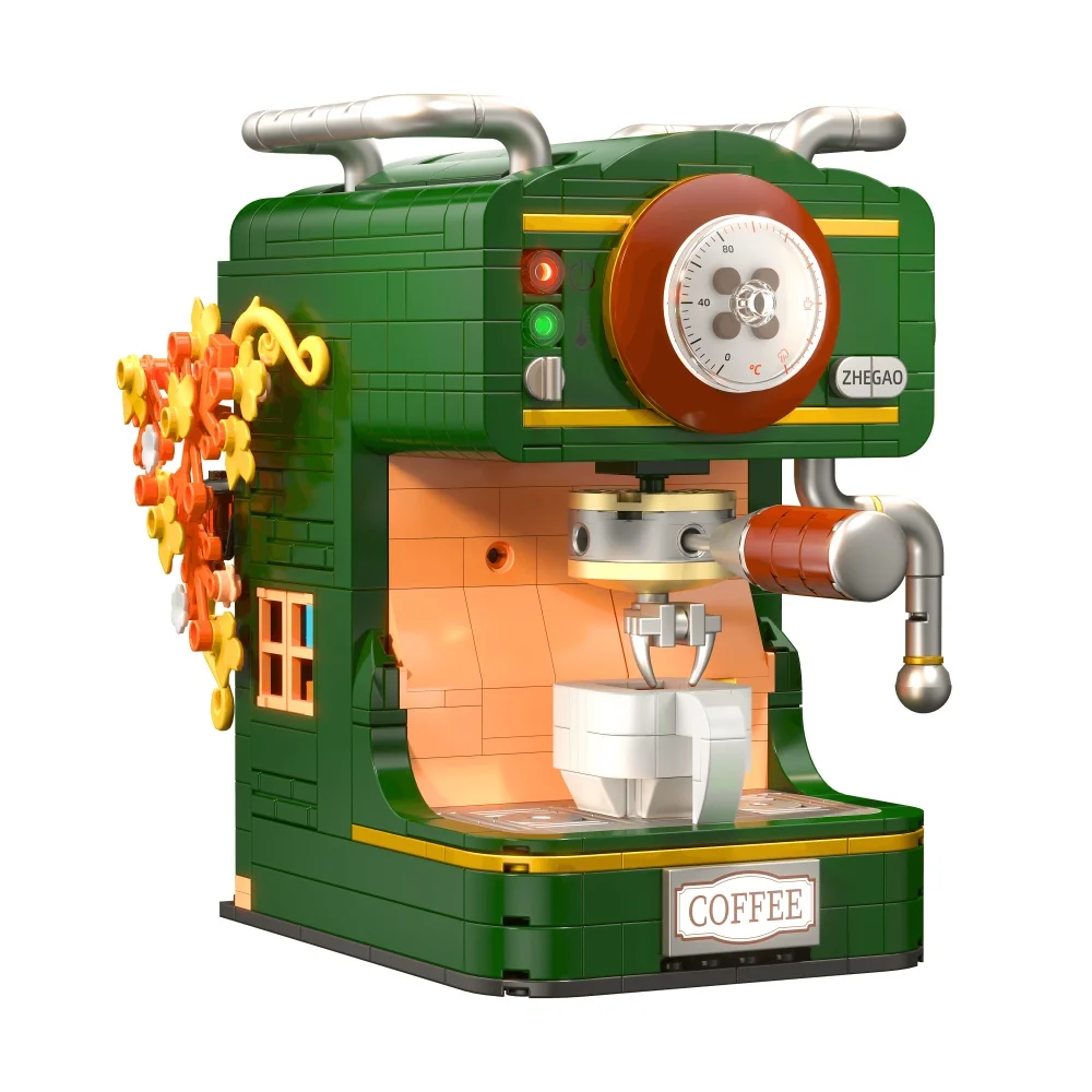 KNEW BUILT Classic Coffee Machine Model Mini Building Blocks Vintage Decoration Children Assemble Gift Toys Constructor Bricks