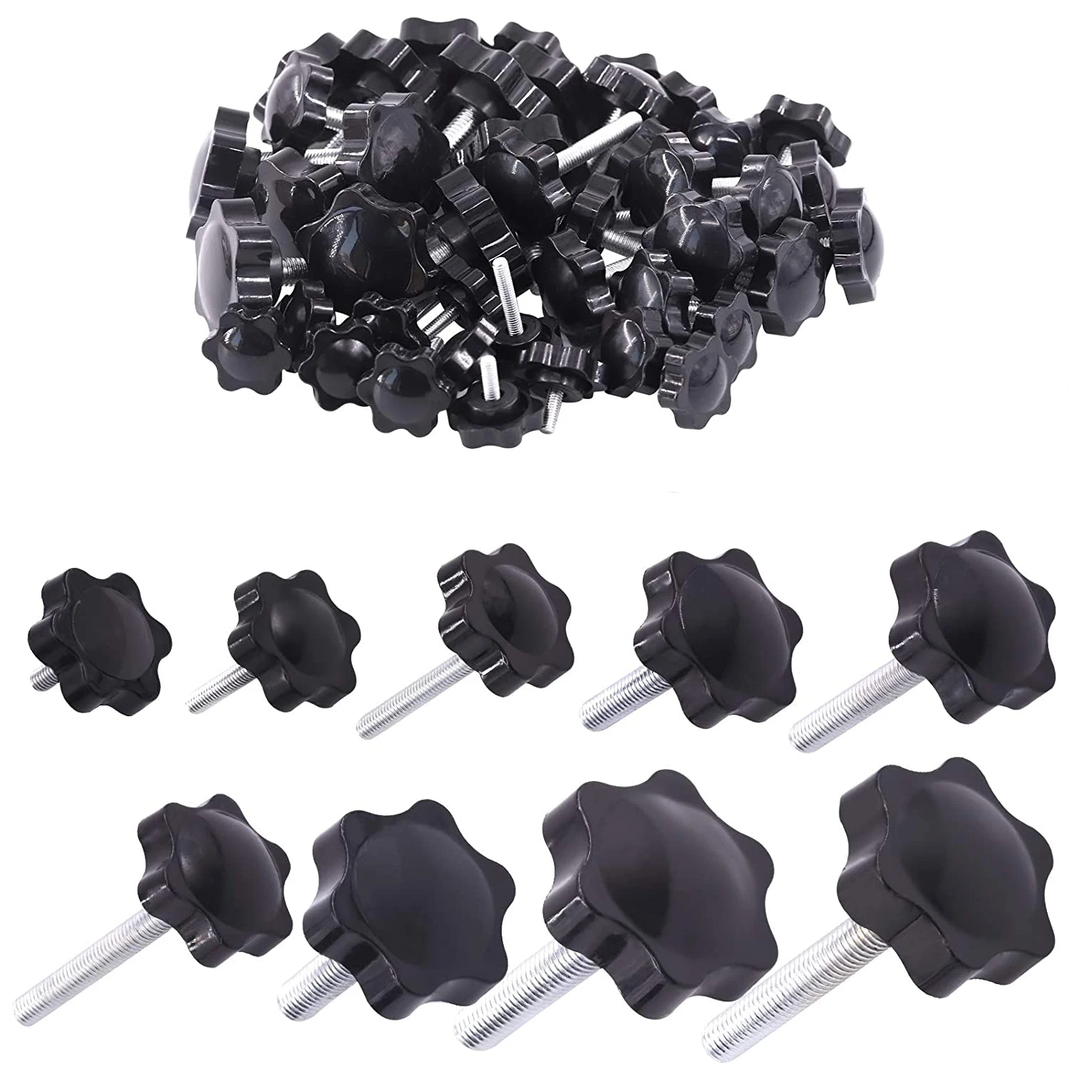 

5/10PCS M5 M6 M8 Star Shape Thread Clamping Handle Bolt Bakelite Hand Knob Tightening Screw Industry Equipment Plastic Steel