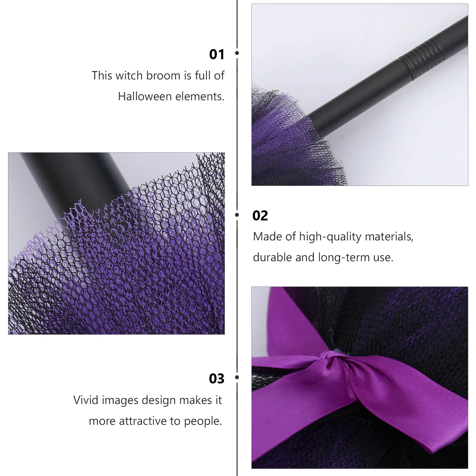 1 قطعة مكنسة الهالوين الساحرة مكنسة ديكور للحزب زي دور اللعب مسكون هالوين Besom خدعة أو علاج #1