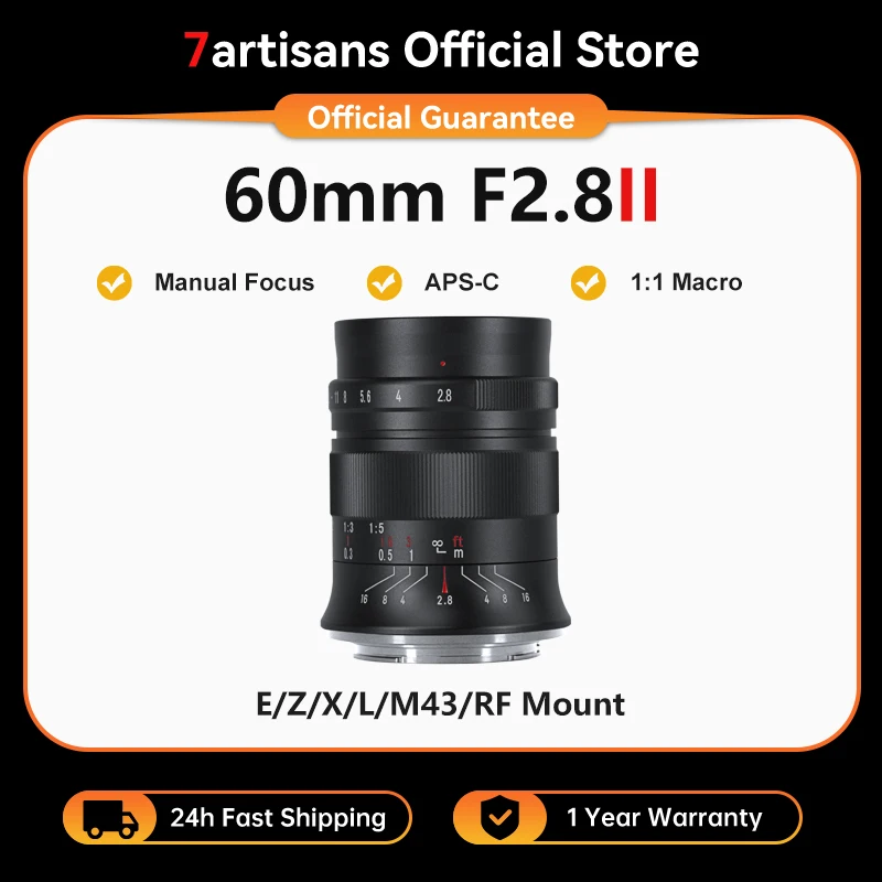 7artisans 60mm F2.8 Mark II APS-C Manual Macro Prime Lens For Sony E ZVE10 Nikon Z Z6II Fuji XF Canon RF R6 Micro 4/3 GH1/GH2