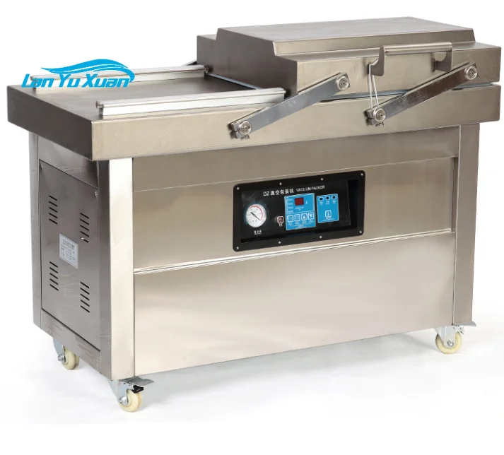 Double chamber flat plate vacuum packaging machine