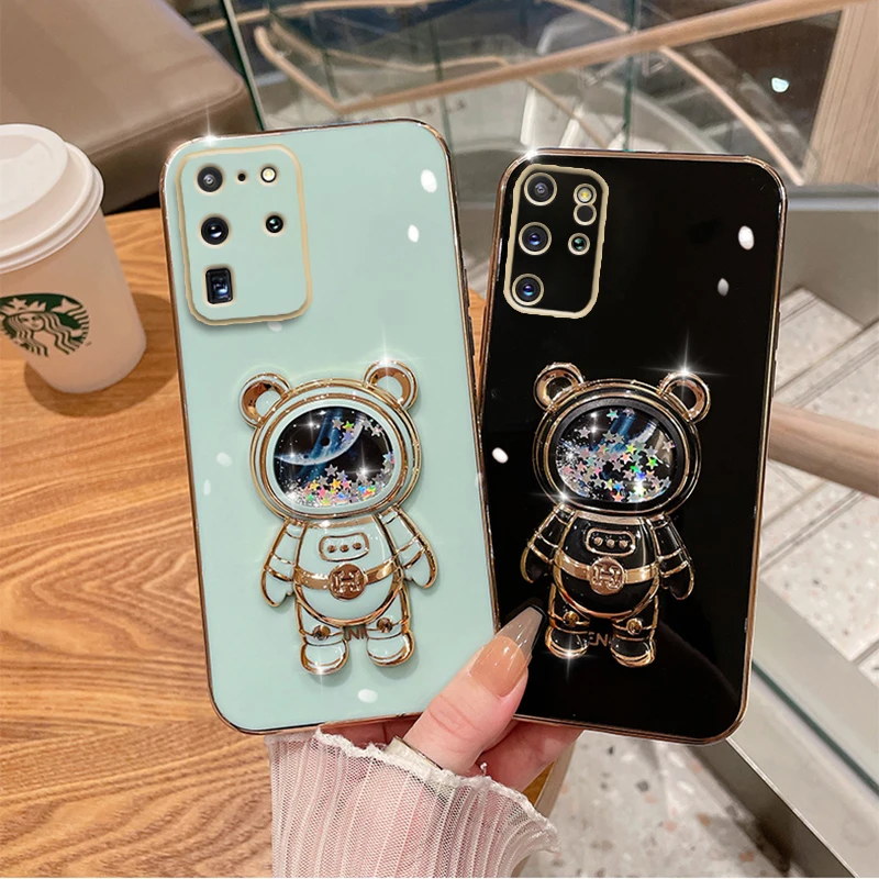 Quicksand Astronaut Phone Holder Case On For Samsung Galaxy S23 S21 S20 S22 S10 Note 10 20 Plus Ultra S20 Fe S 21 5G Stand Cover