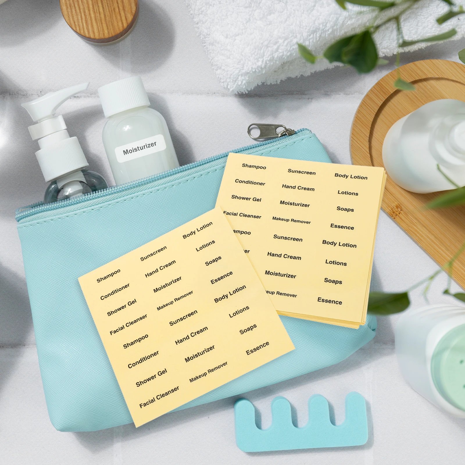 20pcs 20 Sheets Dispensing Bottle Labels Toiletries Stickers Skincare Bathroom Waterproof Transparent Travel Size