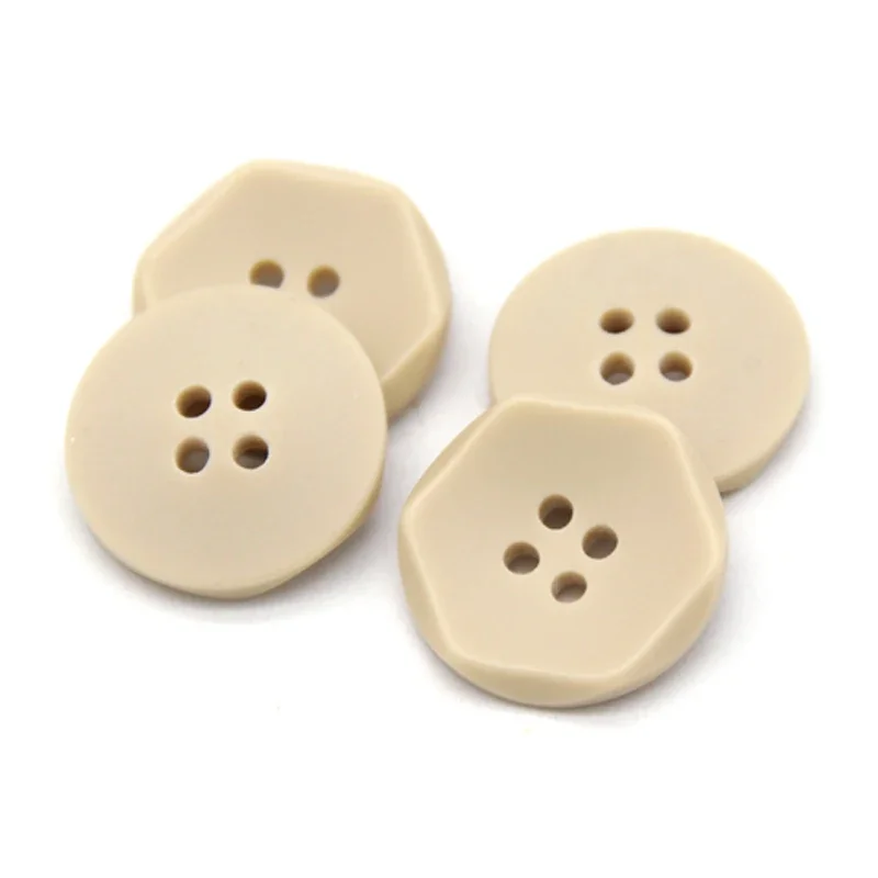 15mm 20mm Resin Beige Hexagonal Suit Coat Buttons For Clothing Windbreaker Decorative Handmade DIY Sewing Accessories Wholesale