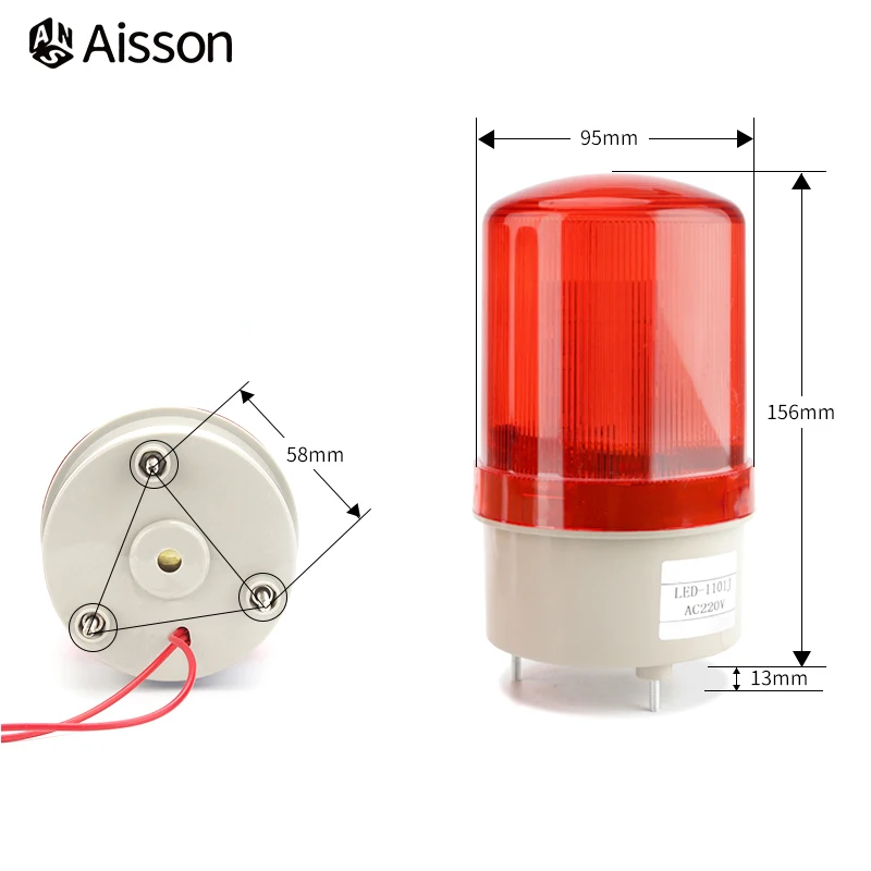 LTE-1101J Strobe Warning Light Siren Sound Rotating Flash Buzzer Alarm DC12V DC24V AC220V LED-1101J image 3