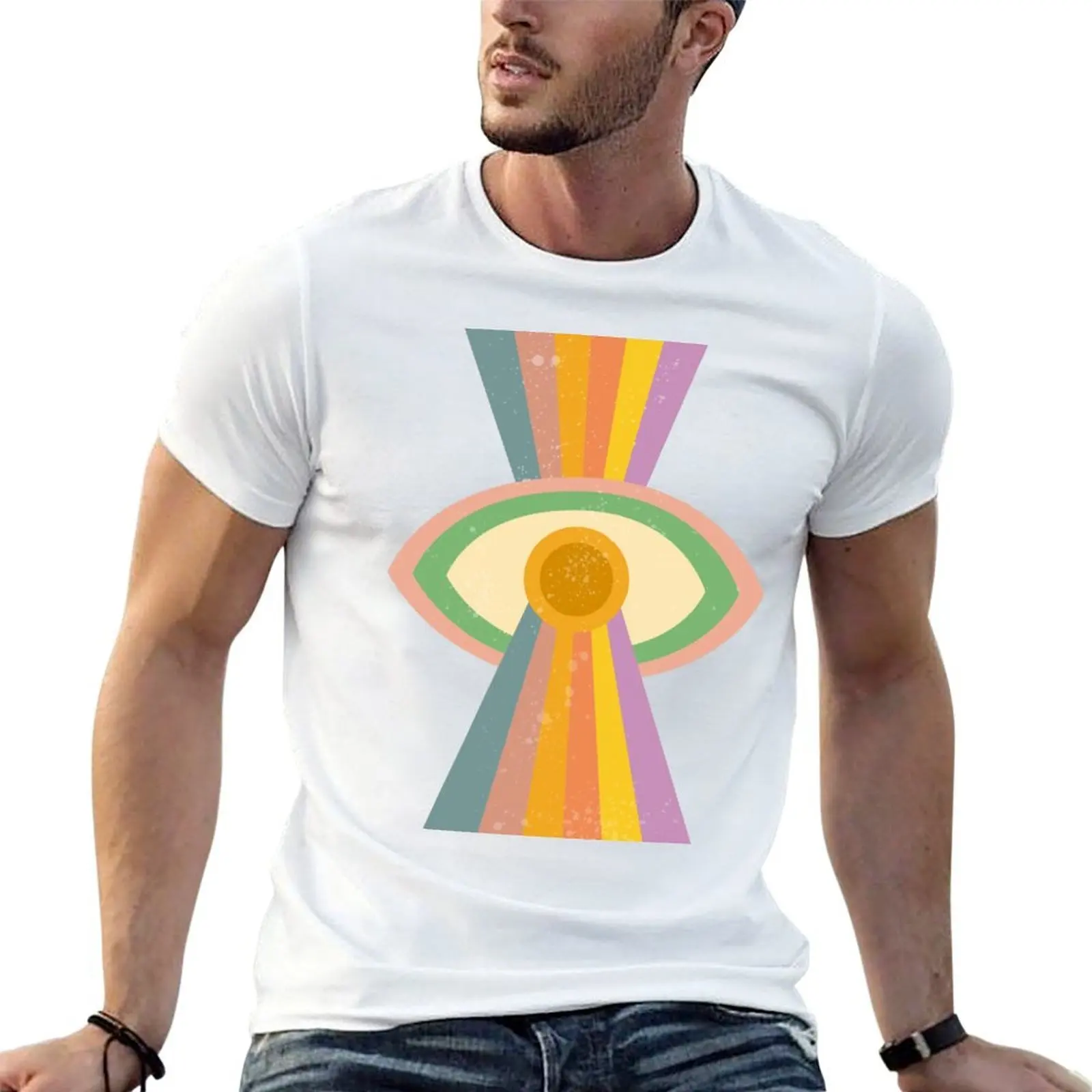 

Retro Trippy Rainbow Eye T-Shirt t shirt man cotton t shirts for man cotton T-Shirt
