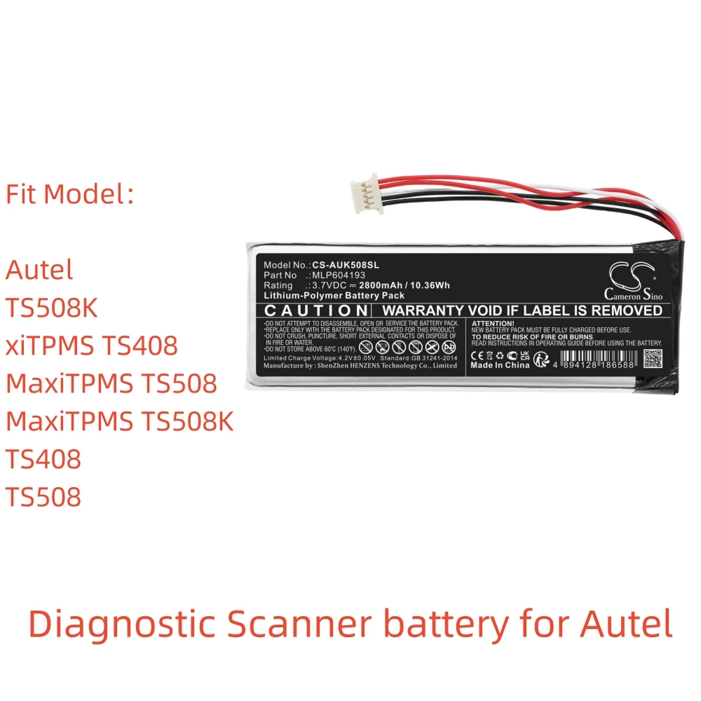 

Li-Polymer Diagnostic Scanner battery for Autel.3.7V,2800mAh,MaxiTPMS TS508K xiTPMS TS408 TS508K