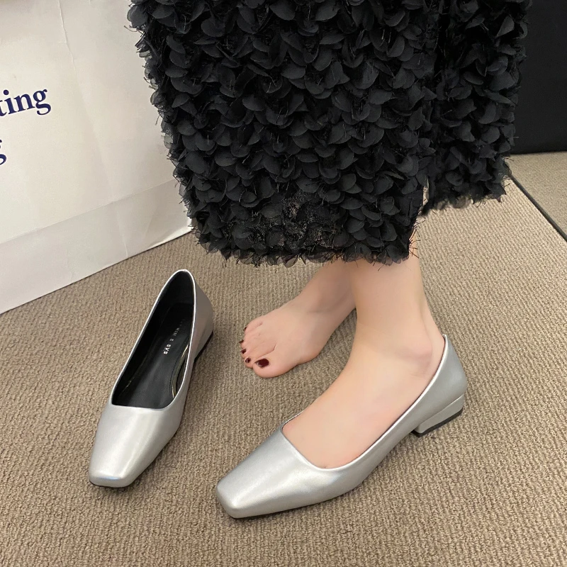 

New Women's Flats Solid color Boat Shoes Ladies Square Toe Slip on Flat Shoes Woman Loafers Comfortable Office Zapatos Mujer