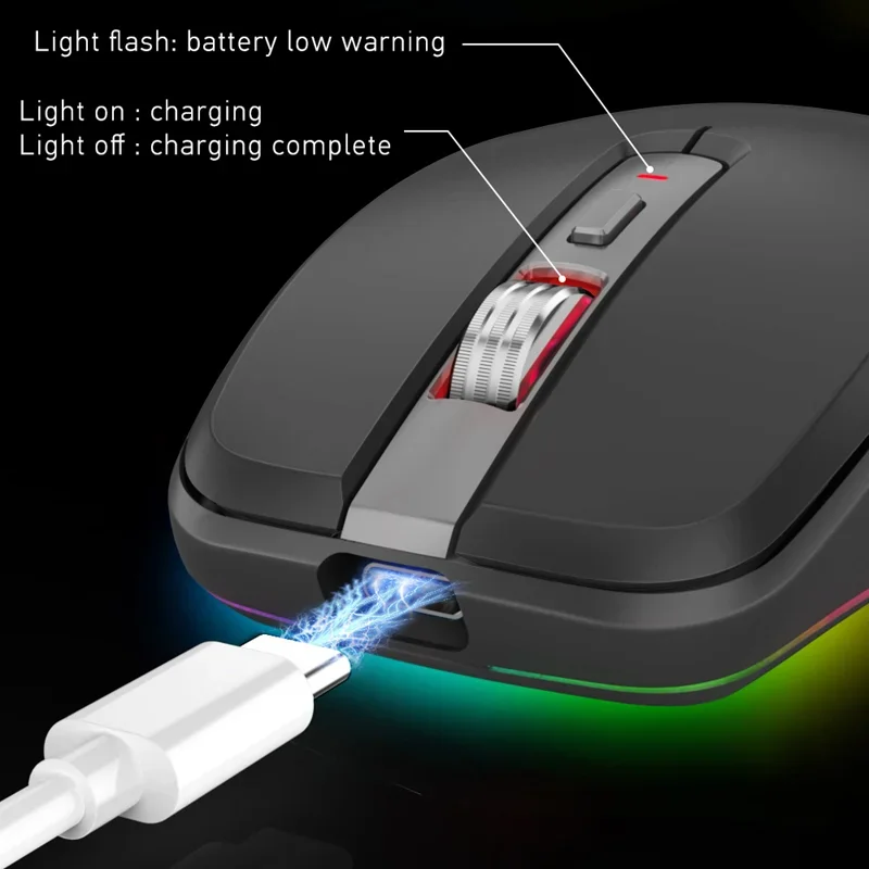 

Wireless Mouse Bluetooth-compatible 2.4GHz Dual Modes Rechargeable Computer Mice with Nano Receiver For PC Laptop Macbook