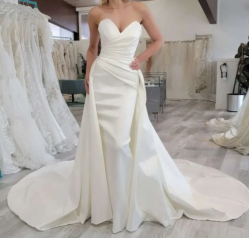 Vestido de sirena con cuello en V para mujer, vestido de fiesta nupcial con Espalda descubierta, longitud hasta el suelo, vestido de novia personalizado romántico, paquete de cadera, Simple y elegante, sexy