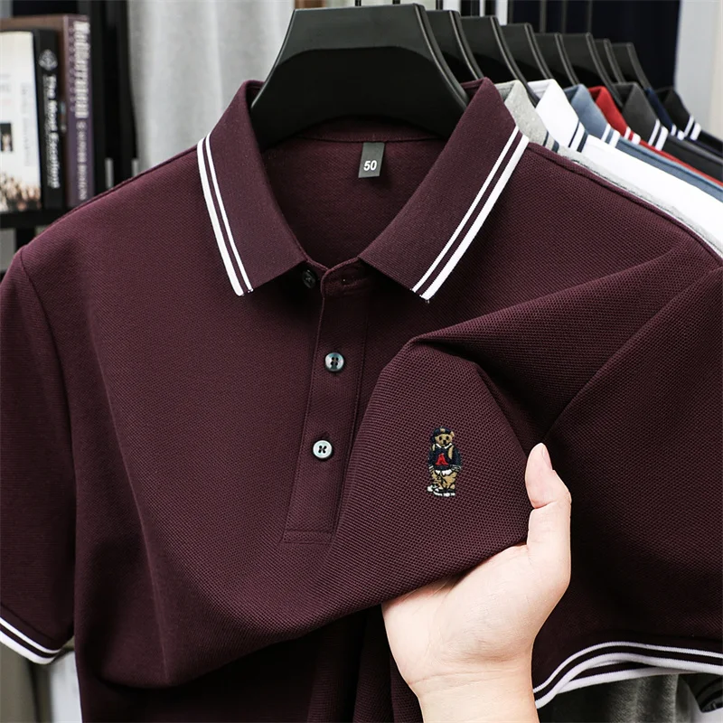 

2025 High Quality Summer Fashion Men's Exquisite Embroidered Short Sleeve Polo Comfortable and Breathable
