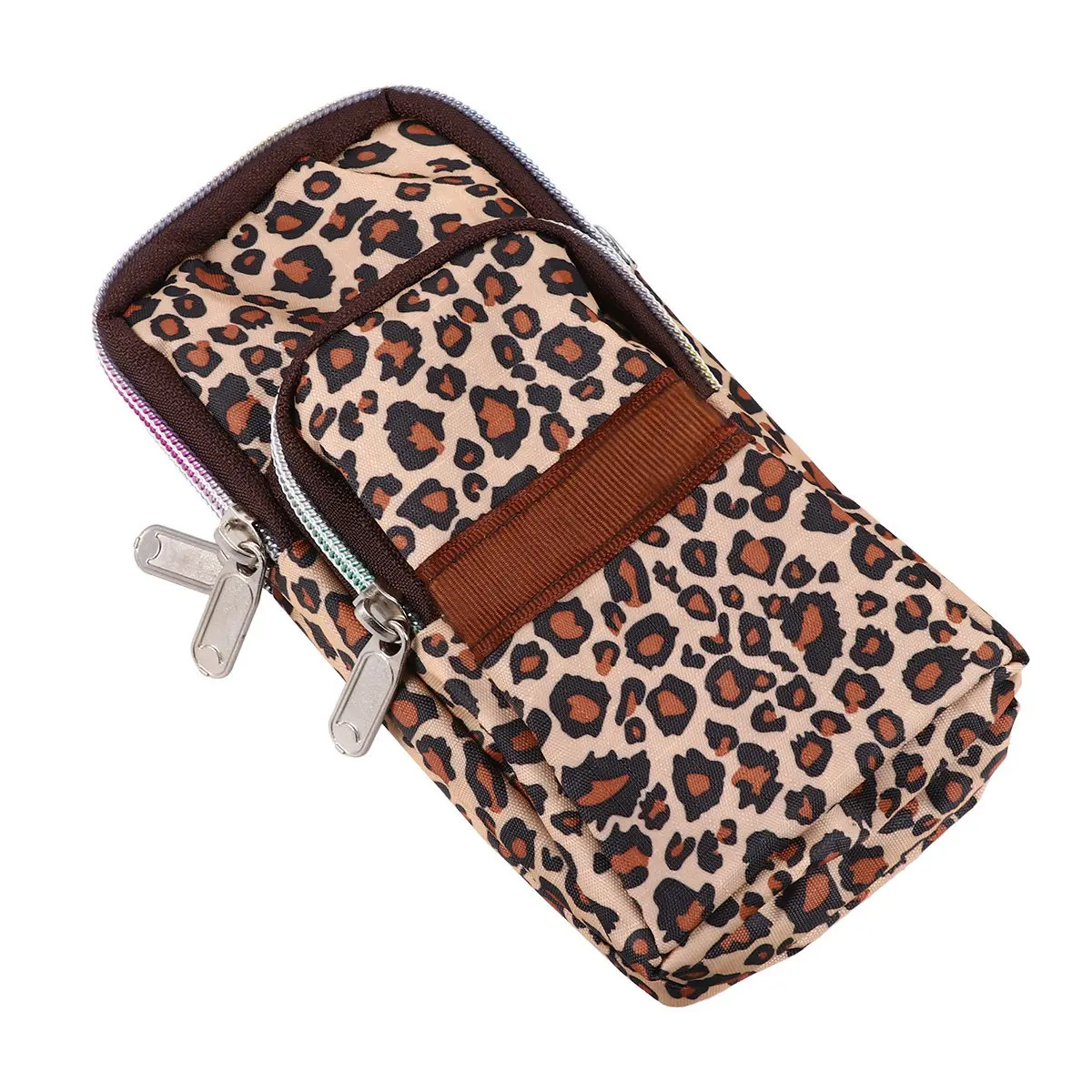 

Leopard Printing Handbag Multifunctional Lightweight Crossbody Shoulder Arm Bag Travel Running Phone Bag Portable Storage Pouch