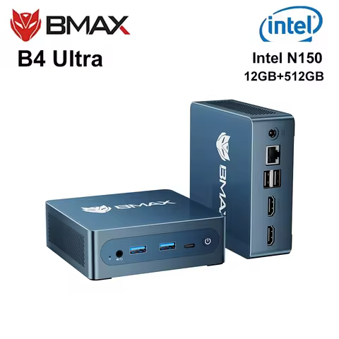 BMAX B4 Ultra Mini PC Intel N150 With 12 GB RAM, 512 GB SSD, Dual Wi-Fi 2.4 GHz 5 GHz, Bluetooth 5.0, Mini Computer Barebone