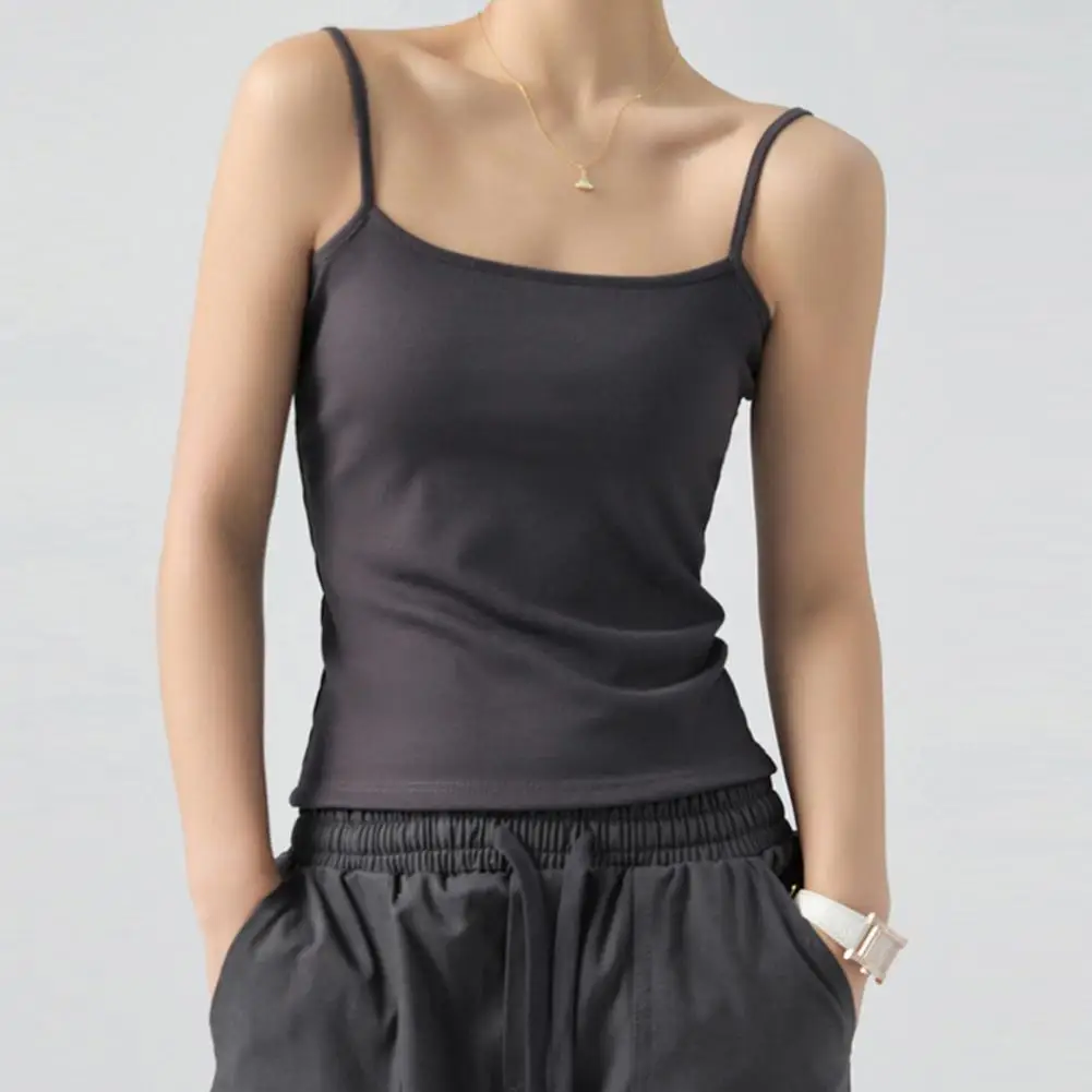 

Women Tank Tops Sling Sleeveless Tops Slim Fit Bottoming Tops Solid Color Women Vest Ribbed Stretchy Bottoming Vest Daily Wear