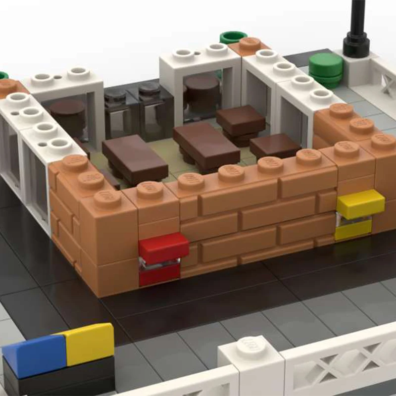 246 stks MOC Modulair Restaurant 1 Modulaire Gebouwen Onderwijs Monteren Bouwstenen Kerstcadeau Model
