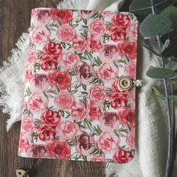 Cotton Red Rose Journal Notebook Loose Leaf A5 / A6 Binder Notebook Diary Cover Artist Moterm Ring Planners Notepad Girl Gifts