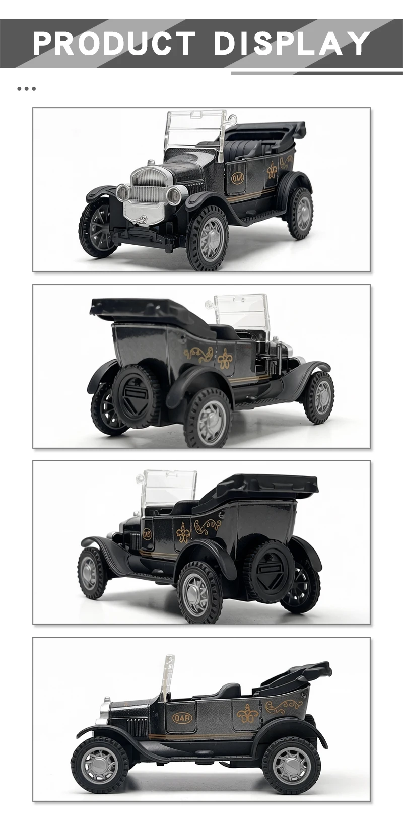 1:36 Vintage-Modellauto aus Legierung, klassisches Cabriolet, Drück-und-Gehen-Automodell, Miniaturfahrzeug-Replik für Sammler und als Geschenk – Detail 7