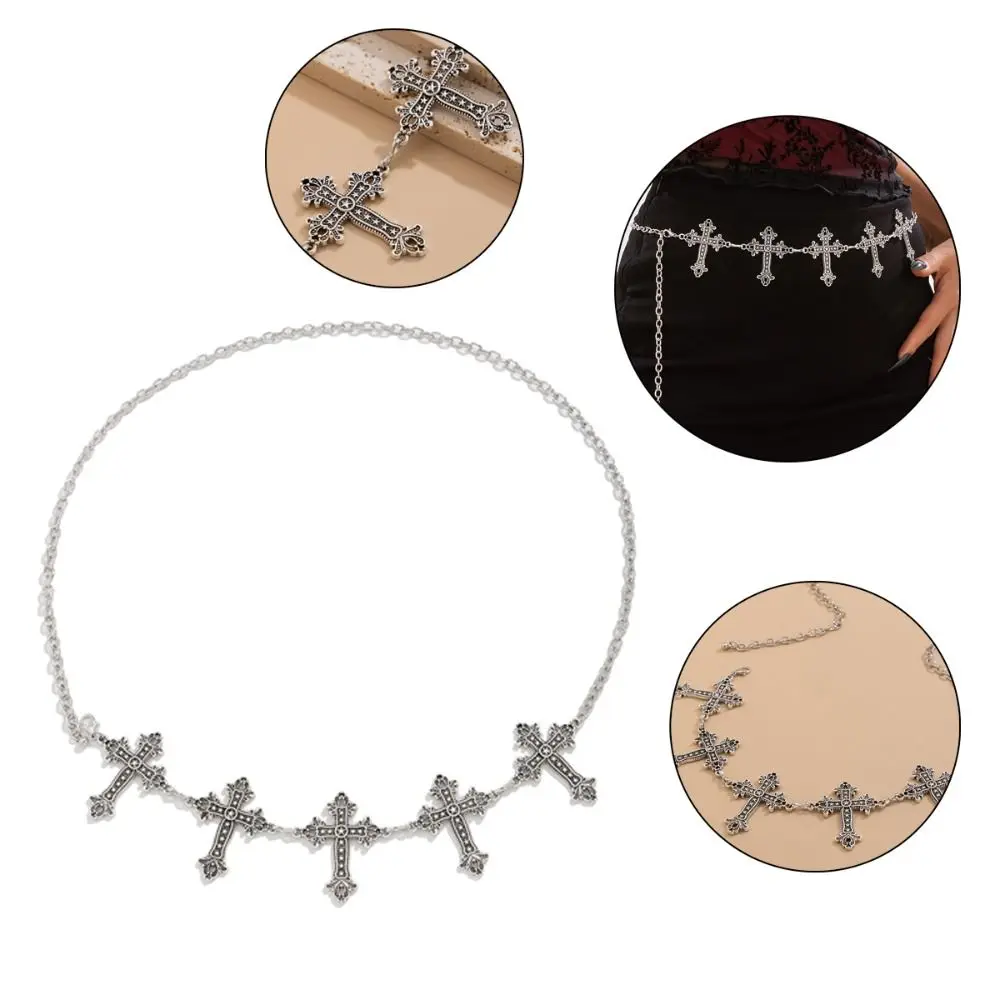 فريد قلادة سلسلة معدنية حزام الصليب قلادة قابل للتعديل الجسم سلسلة ربط سلسلة تصميم فستان مجوهرات للجسم الزي التبعي