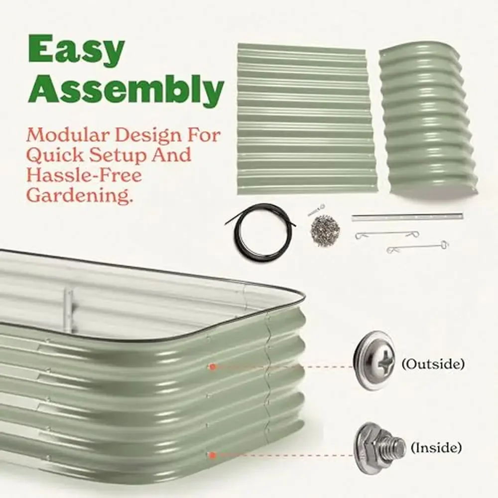 Kit de cama de jardim elevada de aço galvanizado modular, legumes e ervas, caixa de plantador segura para alimentos, solução de plantação ao ar livre com