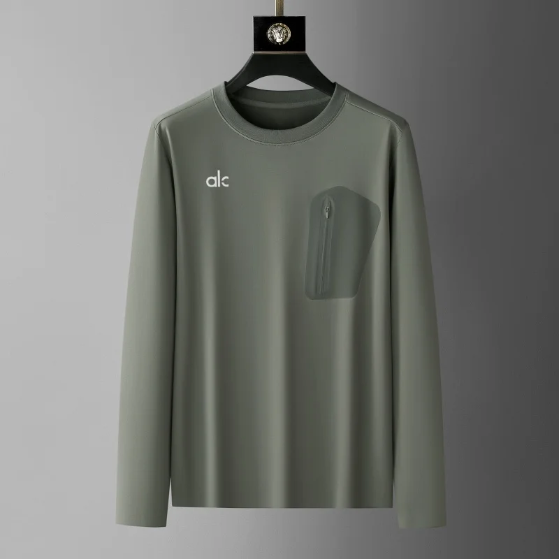 

High end spring and autumn new round neck T-shirt fashionable men's style exquisite embroidery original zipper long sleeved top