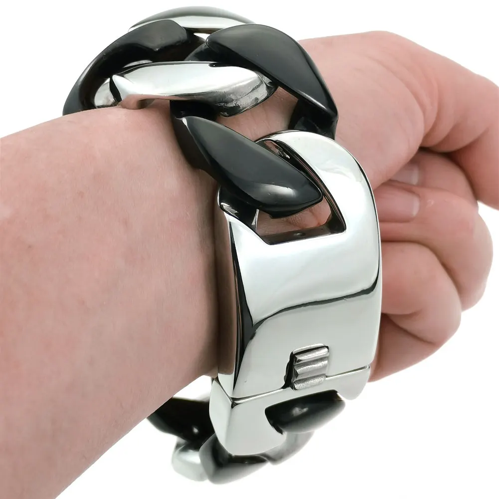 A Substantial Gift 316L Stainless Steel Original Color & Black Dual-Color Bracelet for Christmas