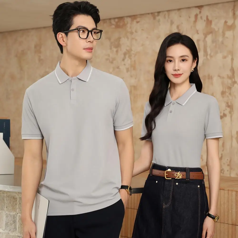 High-end business casual polo shirt custom digital printing loose and breathable large-sized