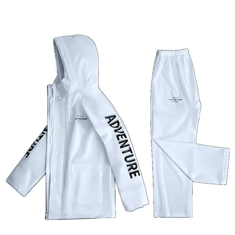 Split Style Raincoat and Rain Pants Set Reflective PVC Detachable Double Brim Motorcycle Raincoat