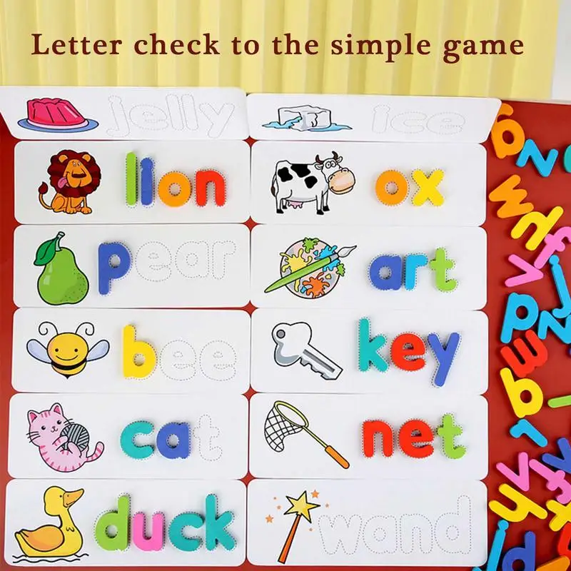 Word Educational Toy Spelling Games Wipeable Word Spelling Games Flash Cards With Bright Colors Educational Toys Featuring 26