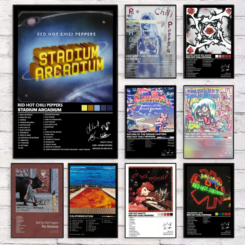 

Band R-Red Hot C-Chili Peppers Poster Wall Art Sticky for Living Room Bedroom Office Hallway Bar Home Decor Gift Idea