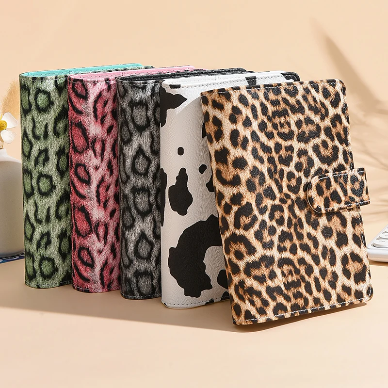 مجلد مخطط ميزانية المال بطباعة الفهد مقاس A6 مع مظاريف بسحاب، مظاريف نقدية لوضع الميزانية، منظم أموال بطبعة الفهد #1