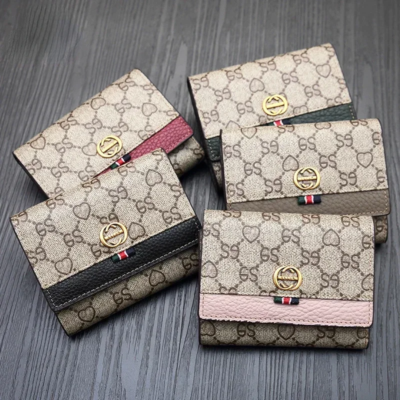 

Genuine Cow Leather Short Wallet for Women Real Leather + PVC Small Purse Bank Card Holder Money Clip Small Wallet 7Z