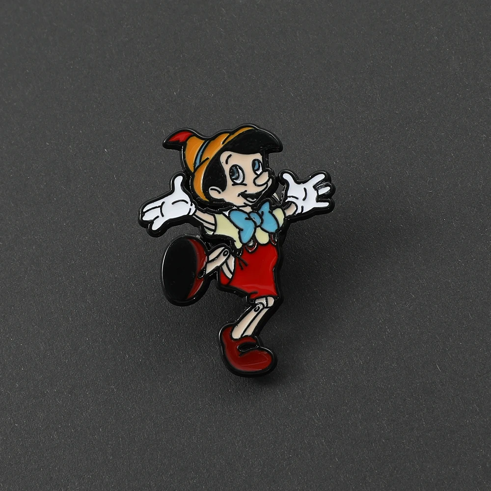 Disney Animated Movie Pinocchio Brooches Cartoon Figure Badge for Backpack Cute Pinocchio Enamel Lapel Pins Accessories