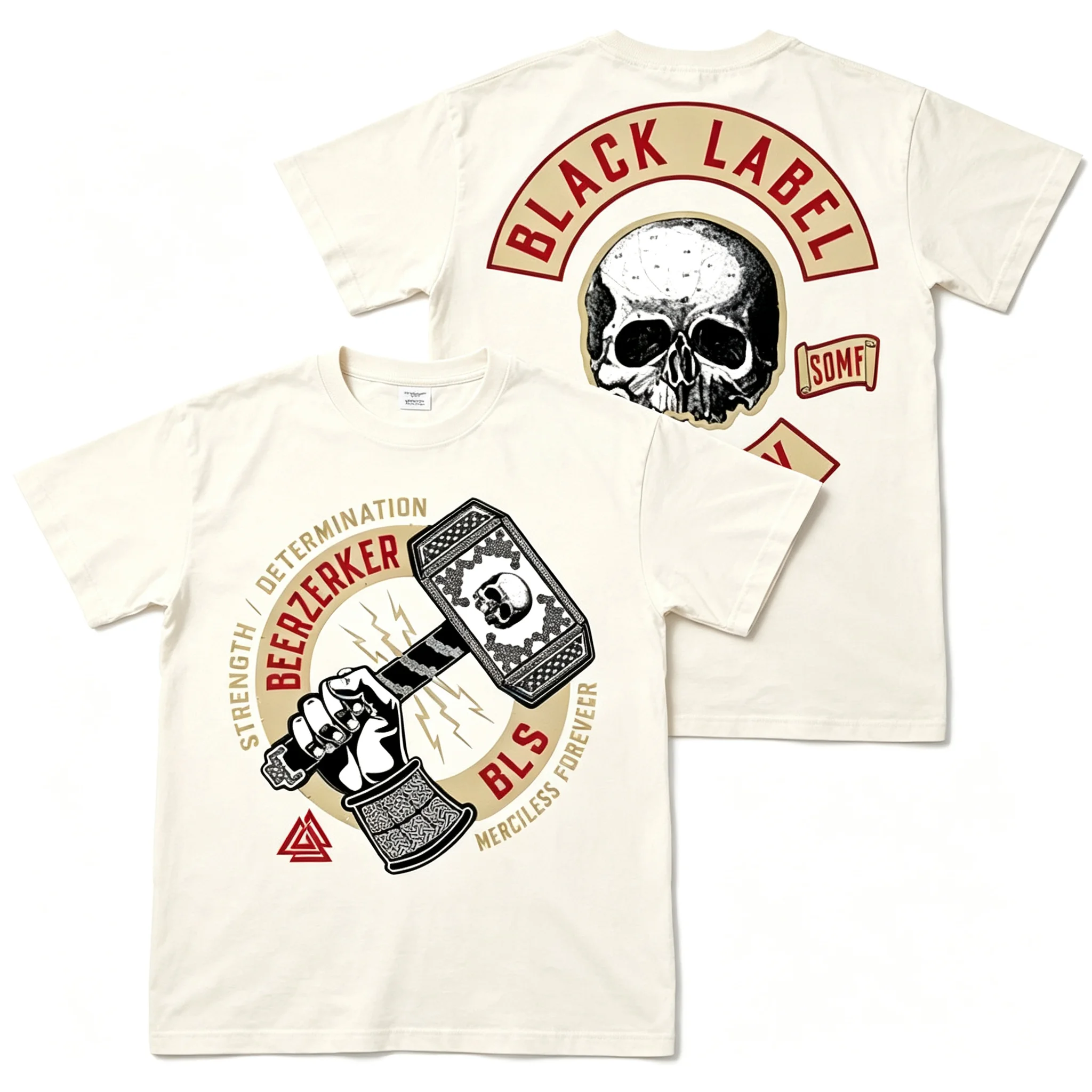2026 Rock Hammer Skull Graphic T Shirt, Pure Cotton Short Sleeve Retro Heavy Metal Casual Tops for Kids Adults Multiple Colors