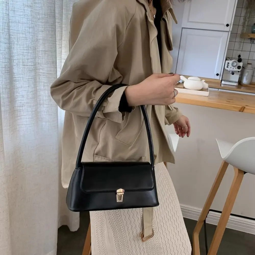 

Fashion Vintage French Stick Bag Large Capacity Fashion Underarm Bag Handbag French Style PU Leather Shoulder Bag Girls