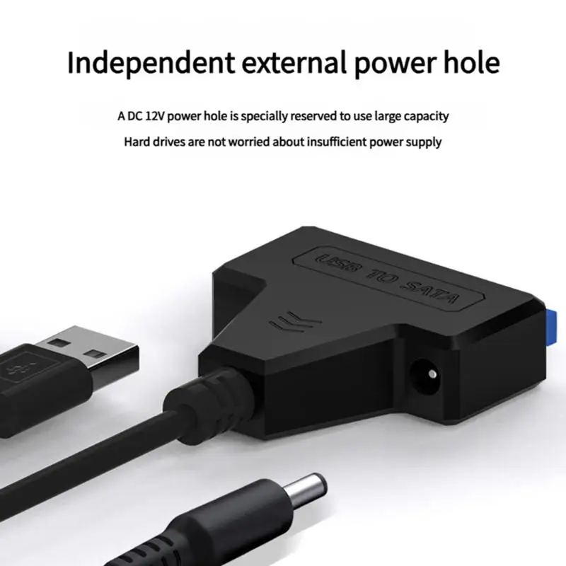 Y1UB Plug and Play Double USB3.0 to Serial ATA Converter Cable DC12V Backup Power Supply Support for Multiple Devices