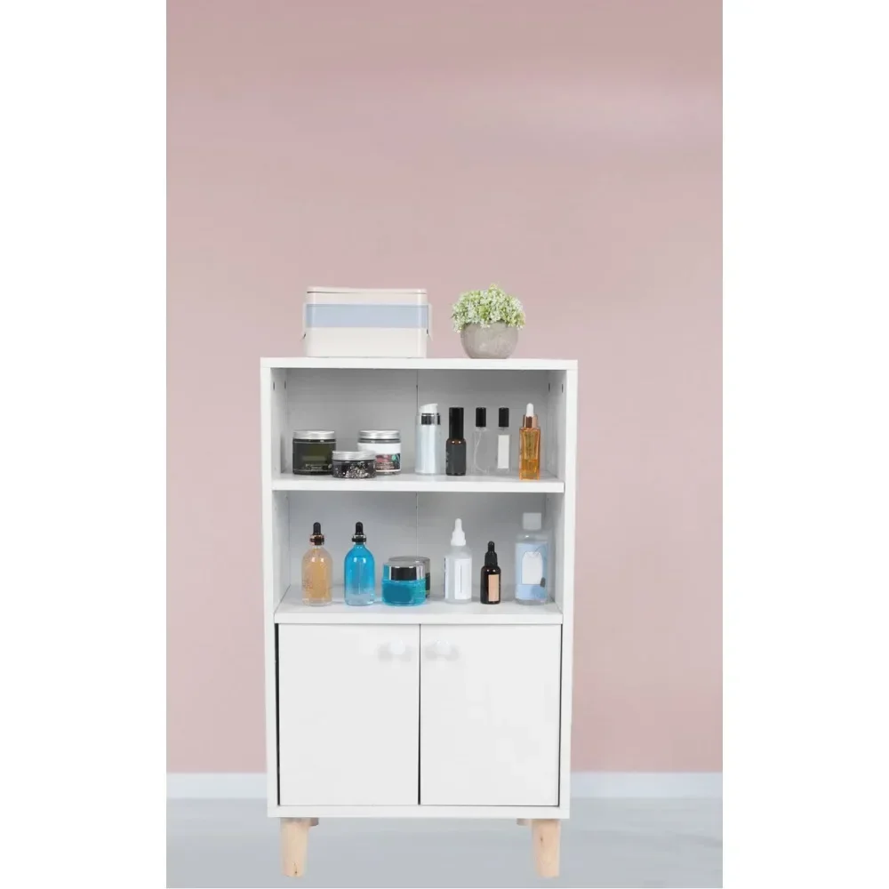 Bathroom Cabinet Multifunction MDF Wood Floor Cabinet with 2 Shelf Home Furnitures,18.9x11.8x31.5in,Bathroom Cabinet