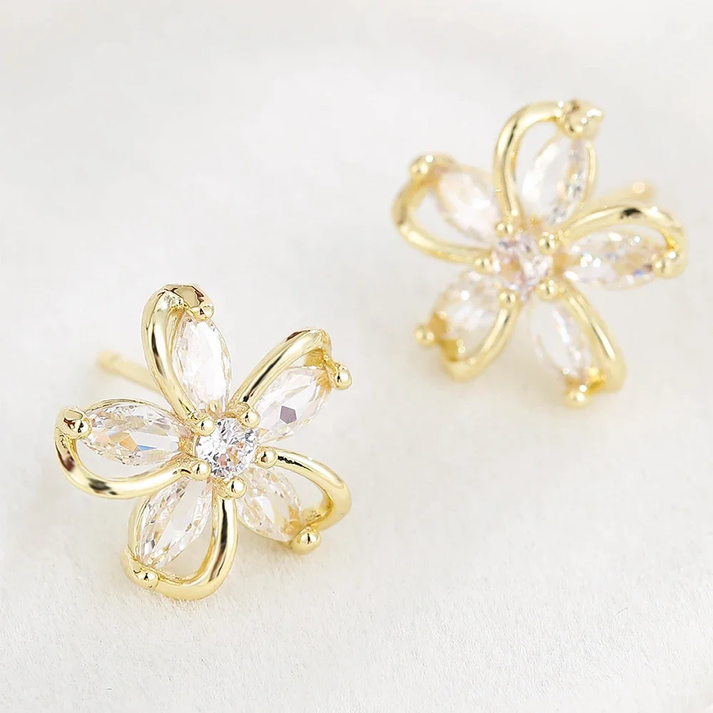 Summer Flower Stud Earrings Pinwheel Zirconia Delicate Fashion Earings Design Super Flash Feeling Earring Jewelry for Women image 5
