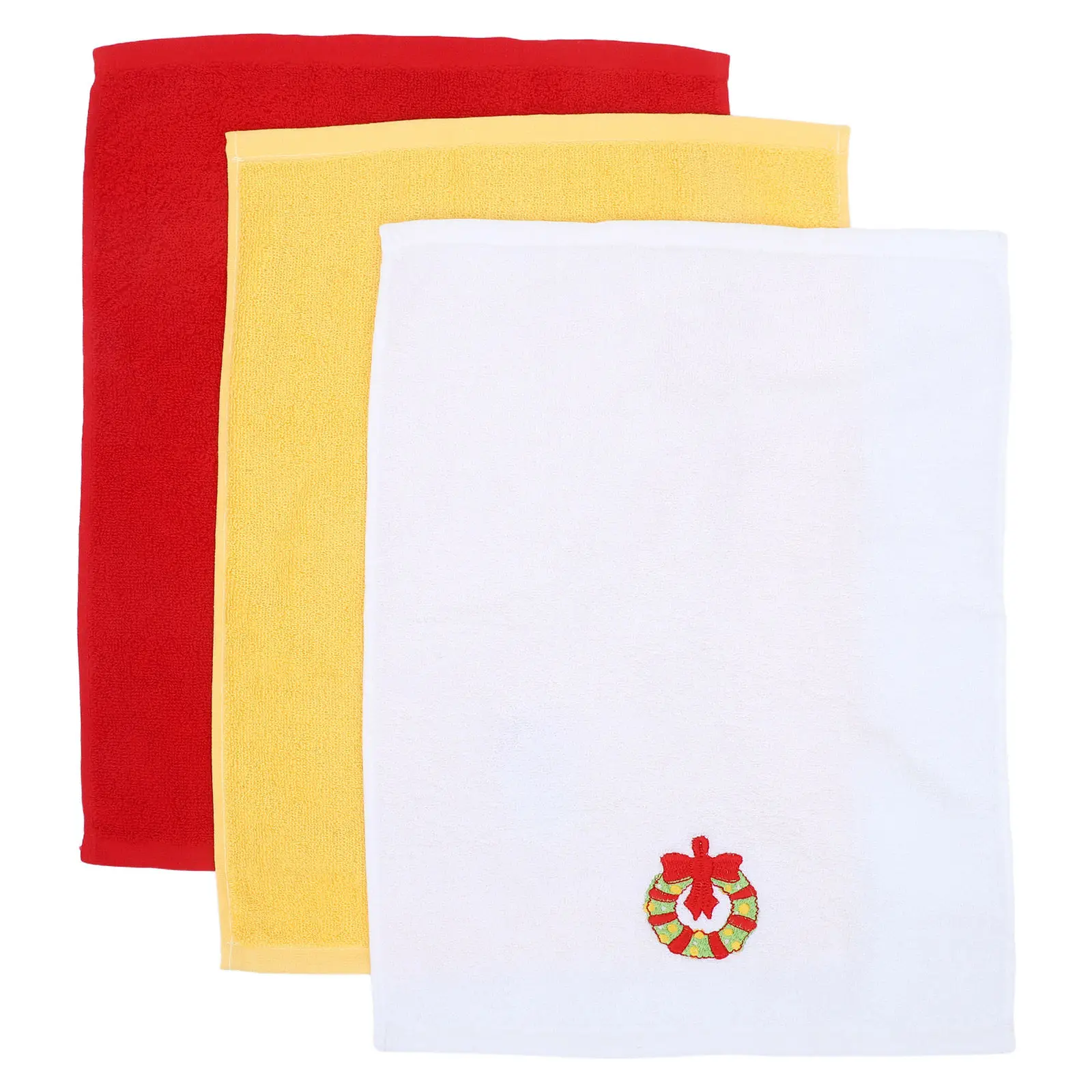 3Pcs Christmas Cotton Face Towels Embroidered Holiday Theme Gentle Comfortable Daily Use Festive Bath Washing Towel Set