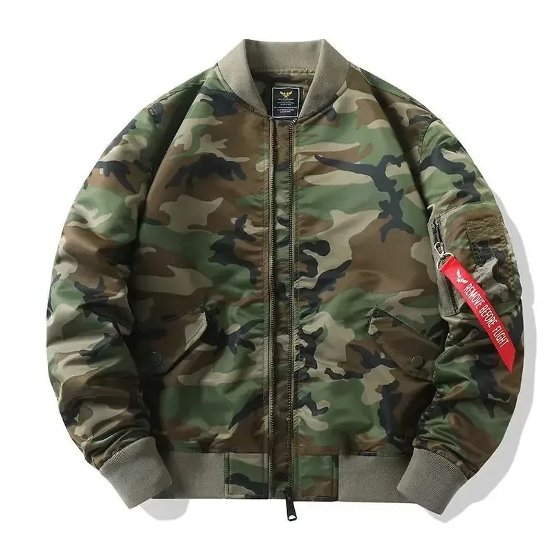 

Camouflage Pilot Jacket Men's Flight Jacket Thin Cotton Added Military Green Brown Khaki Regular Fit Coat Autumn Winter
