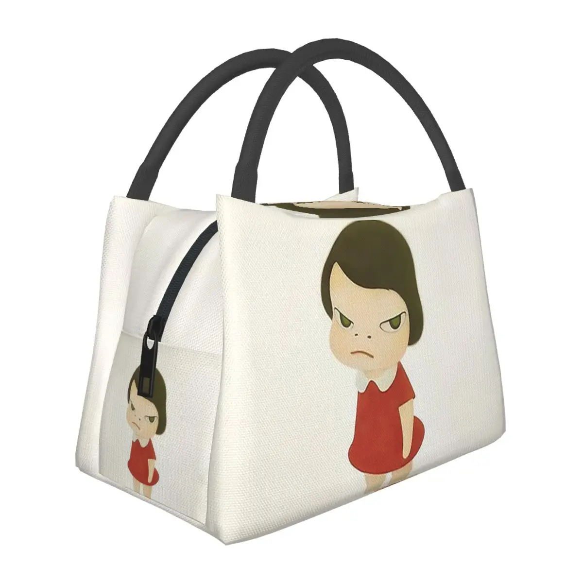 Yoshimoto Nara Cute Baby Girl In A Red Dress Lunch Bags Bento Box Lunch Tote Picnic Bags Cooler Thermal Bag for Woman School