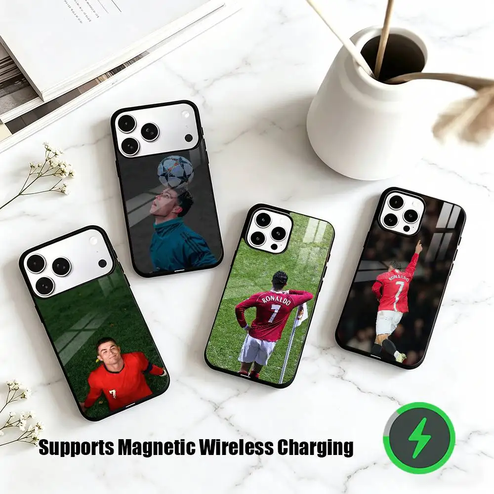 

Cristiano Ronaldo CR7 Football Phone Case For iPhone17,16,15,14,13,12,11 Plus,Pro Compatible with magnetic wireless charging