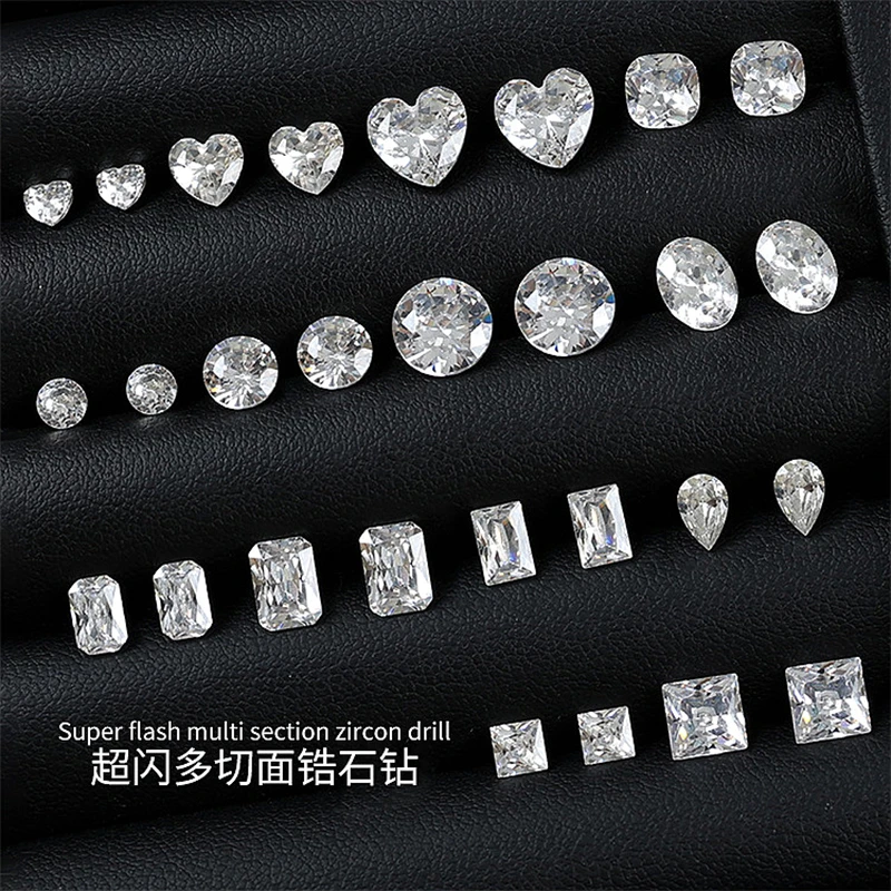 20PCS Puntige bodem 5A 3D Nail Art Zirkoon Strass Accessoires Onderdelen Voor Manicure Decor Nagels Decoratie Benodigdheden Materiaal