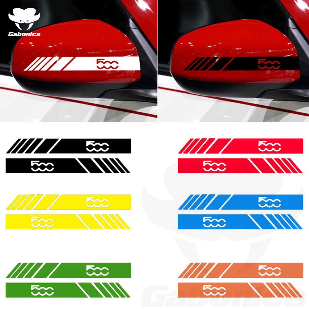 2Pcs Car Rearview Side Mirror Stickers Stripe Graphic Car Body Sticker KK Decal for Fiat 500 VINTAG STICKER FOR CAR Accessories