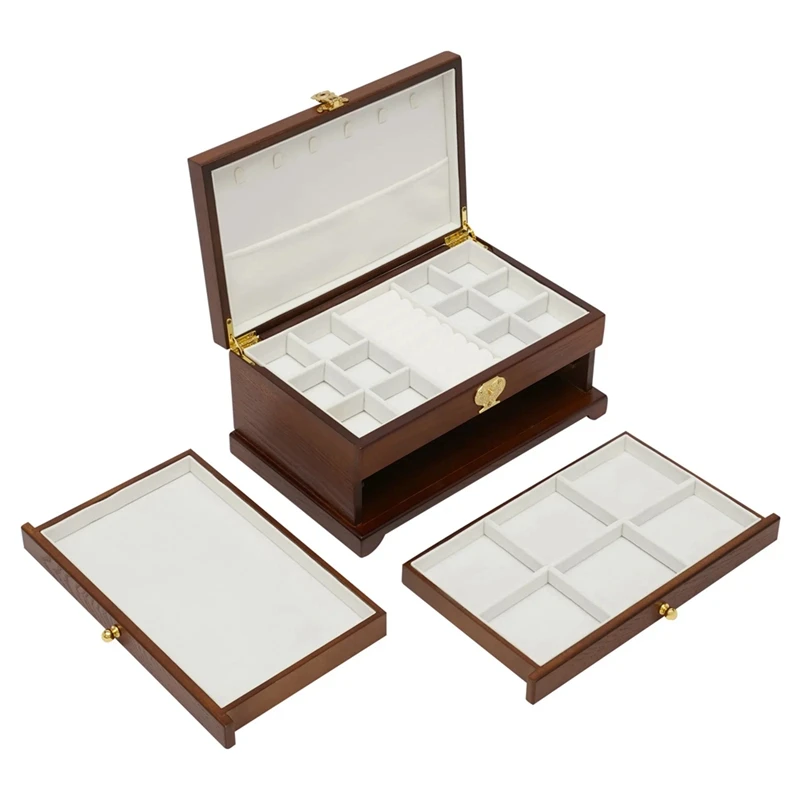 Caixa vintage para quarto, Organizador de joias escuras, Colar e pulseira gaveta
