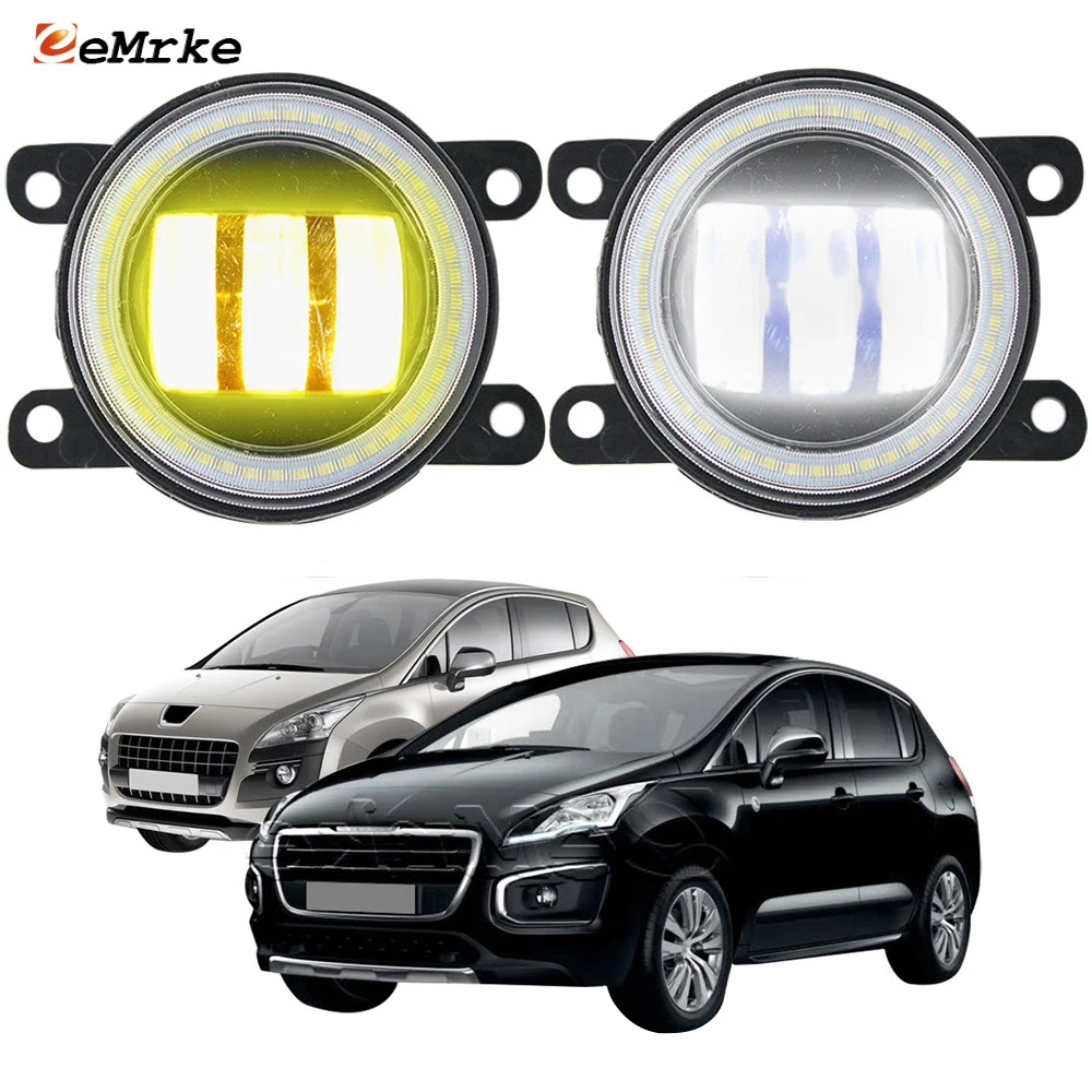 

Pair Led Fog Lamp Assembly PTF with Lens Angel Eye DRL for Peugeot 3008 T8 2008~2016 Car Front Bumper Daytime Running Lights