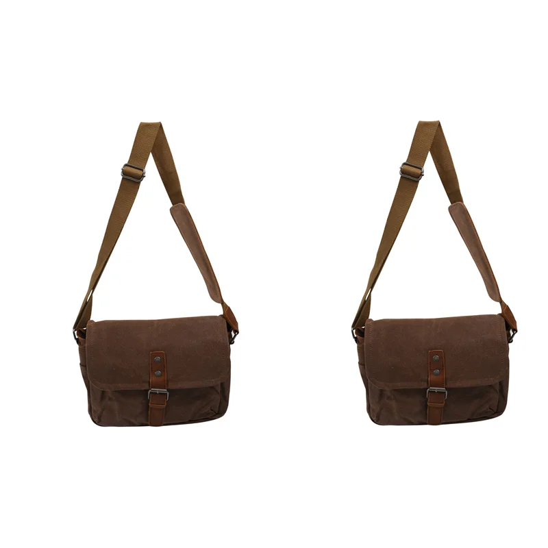 

【Hot Cake】2X Retro Camera Bag Photography Packages Dslr Shoulder Sling Case For Sony Nikon Canon Canvas Single Messenger Coffee