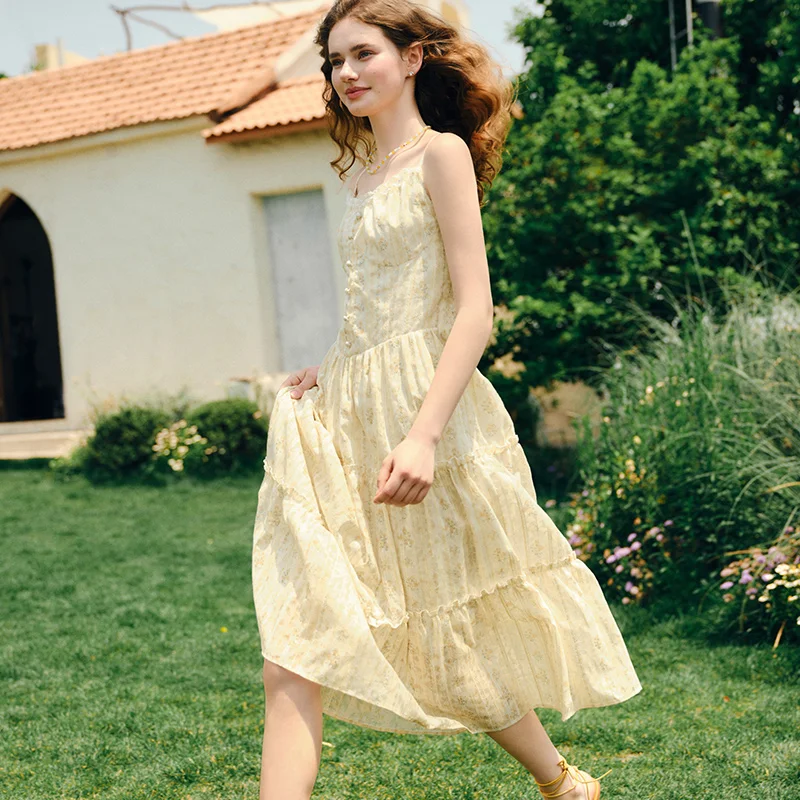 Semir robe femmes Design sens Texture 2025 nouvel été doux dentelle florale robe à bretelles