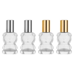Essential Oil Glass Bottle Empty Clear Bear Shaped Steel Roller Ball Vial Refillable Makeup Packaging 8ML Perfume Roll on Bottle